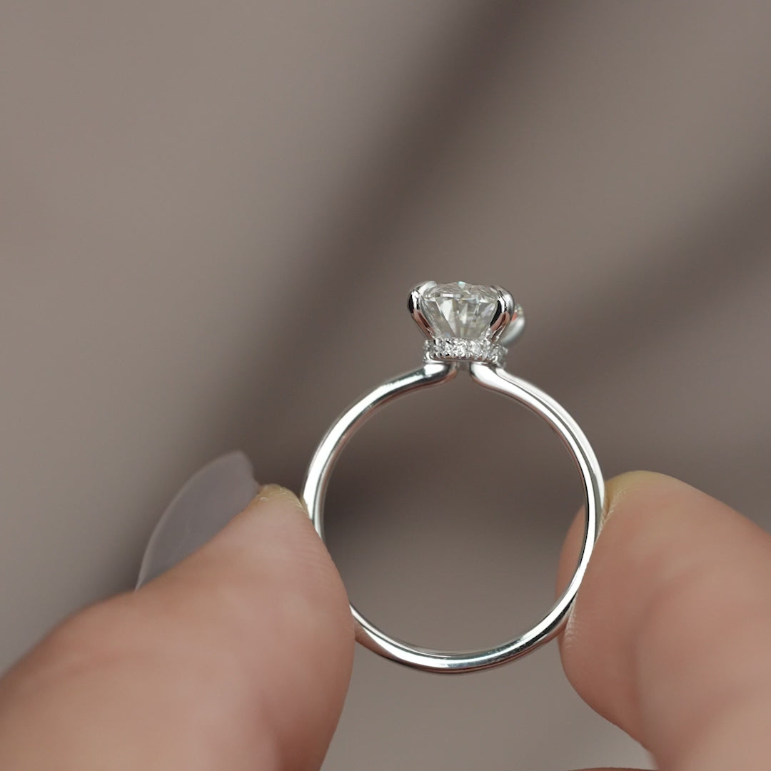 The Navy Oval Lab Diamond Moissanite Engagement Ring