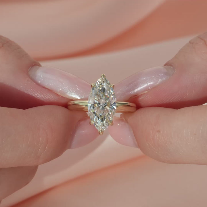 The Liberty Marquise Lab Diamond Moissanite Engagement Ring *Shown with 3 ct #material_gold