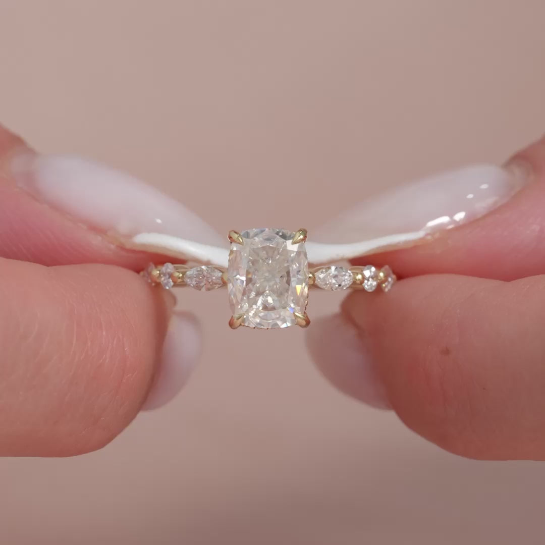 The Lyra Cushion Lab Diamond Moissanite Engagement Ring