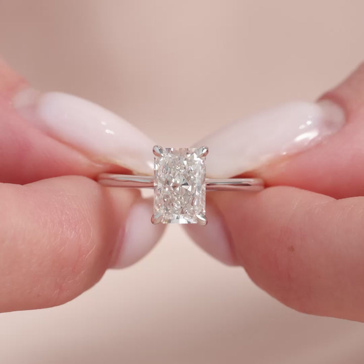 The Lacole Radiant Lab Diamond Moissanite Engagement Ring *Shown with 2 ct #material_white