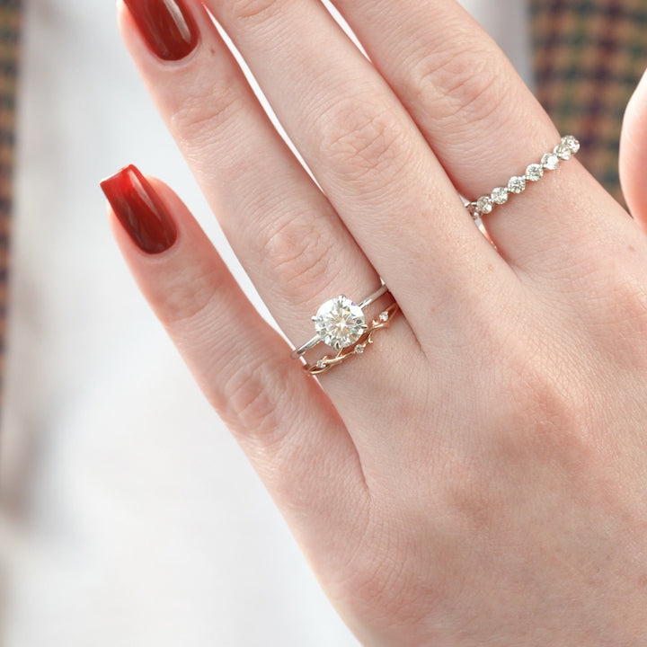 The Cecelia Round Lab Diamond Moissanite Engagement Ring *Shown with 2 ct #material_white