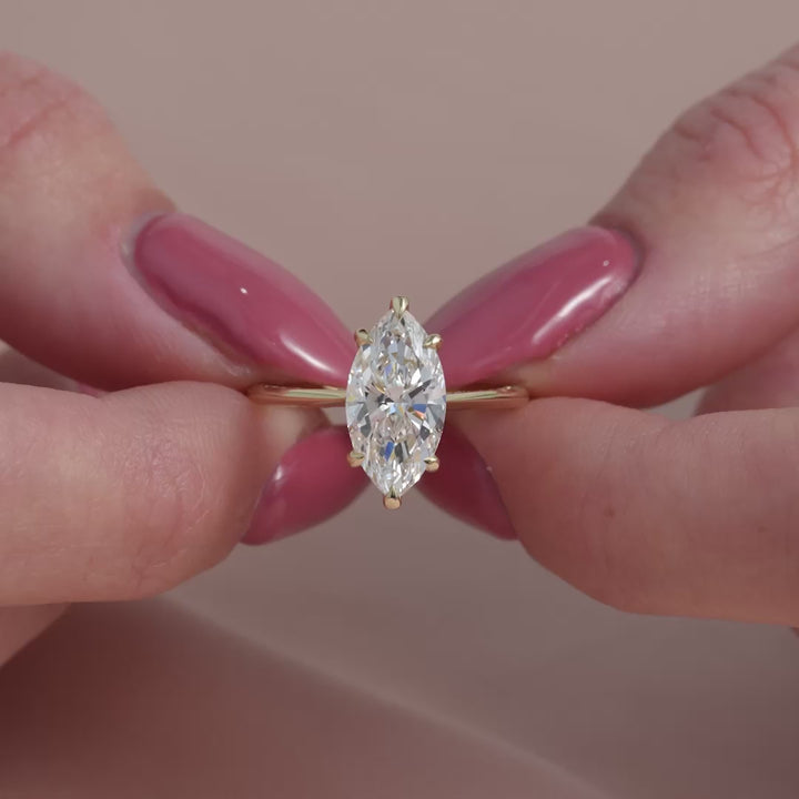 The Clara Marquise Lab Diamond Moissanite Engagement Ring *Shown with 2.5 ct #material_gold