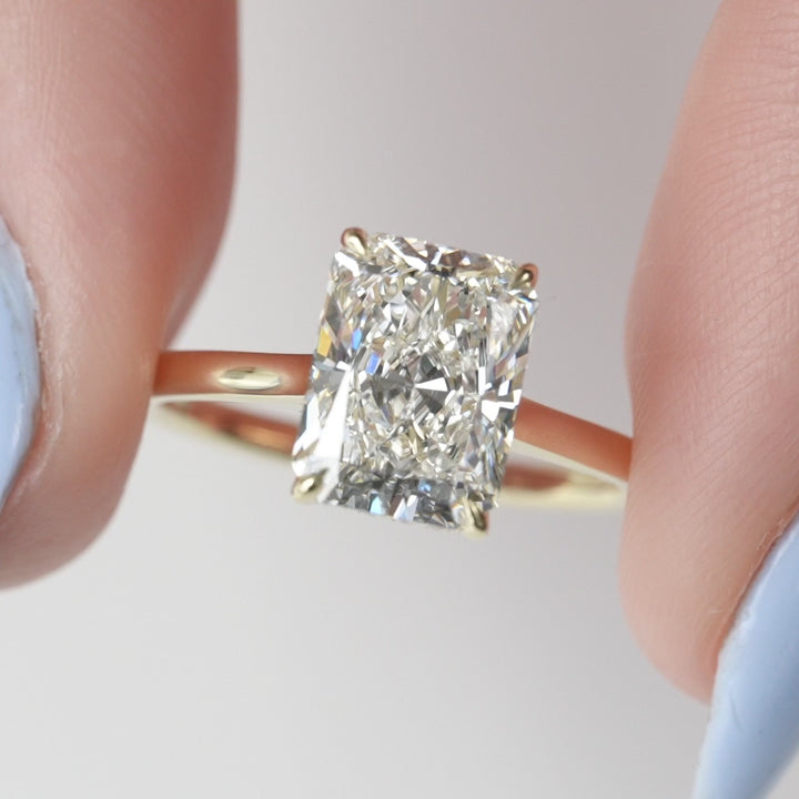 The Natasha Radiant Lab Diamond Moissanite Engagement Ring *Shown with 3 ct #material_gold