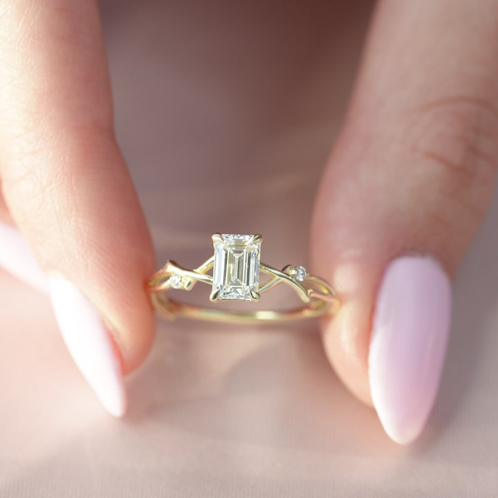 The Coco Emerald Lab Diamond Moissanite Engagement Ring *Shown with 1 ct #material_gold