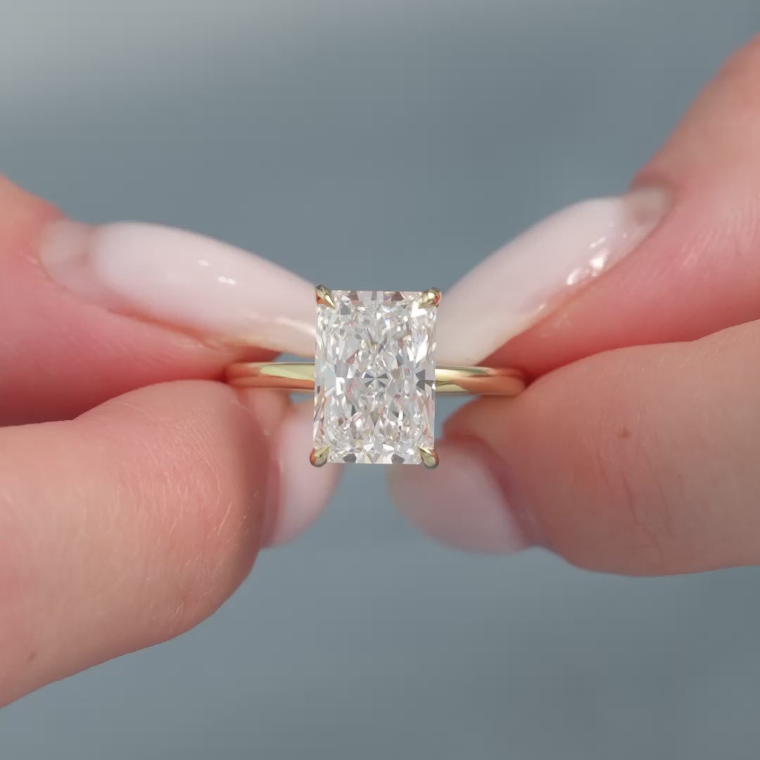 The Navy Radiant Lab Diamond Moissanite Engagement Ring