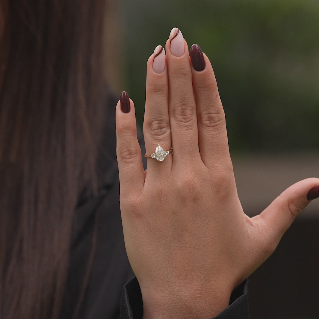 The Lucy Pear Lab Diamond Moissanite Engagement Ring