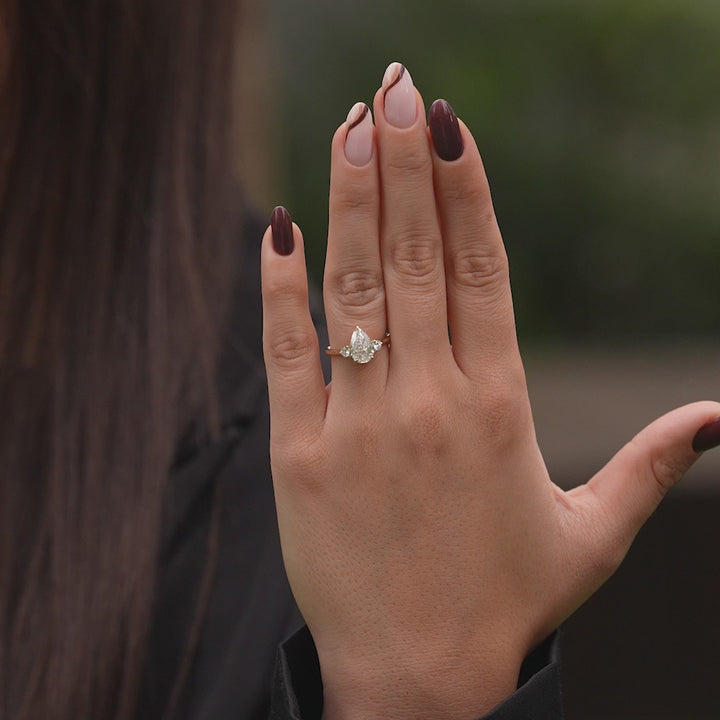 The Lucy Pear Lab Diamond Moissanite Engagement Ring *Shown with 1.5 ct #material_gold