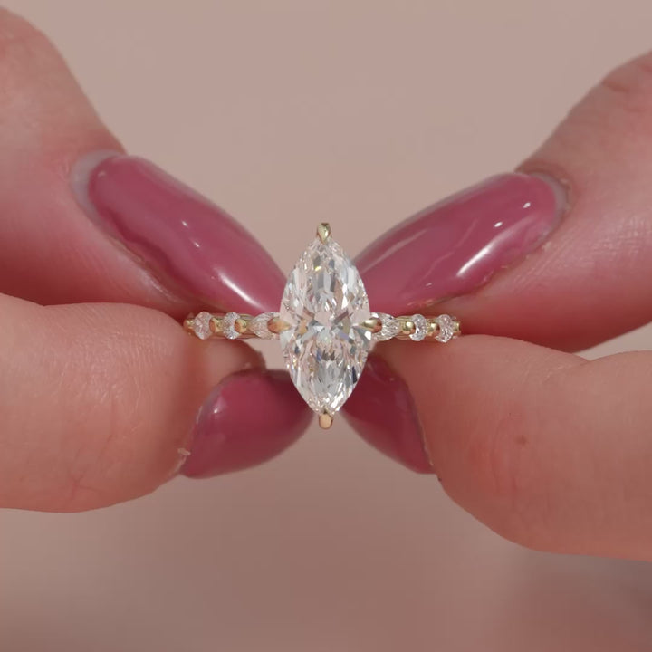 The Lyra Marquise Lab Diamond Moissanite Engagement Ring *Shown with 2 ct #material_gold