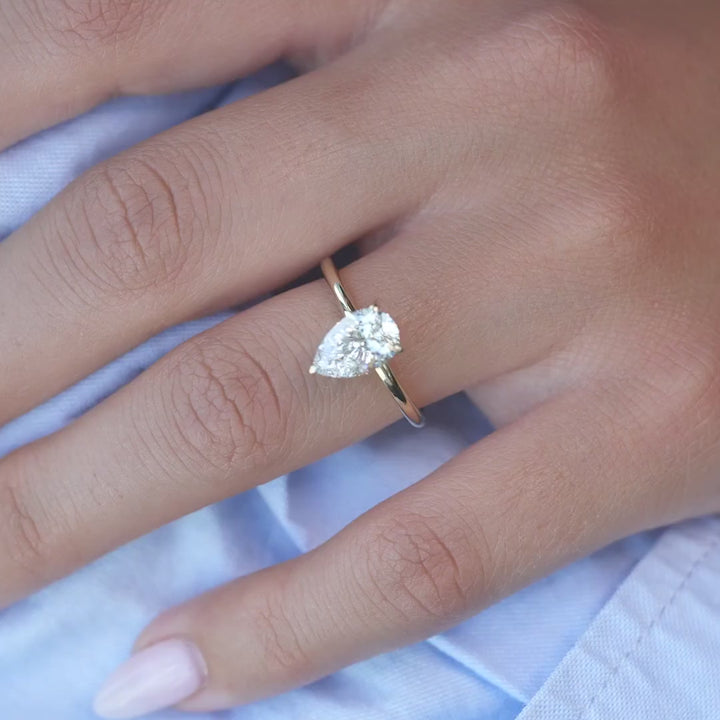 The Liberty Pear Lab Diamond Moissanite Engagement Ring *Shown with 1.5 ct #material_gold