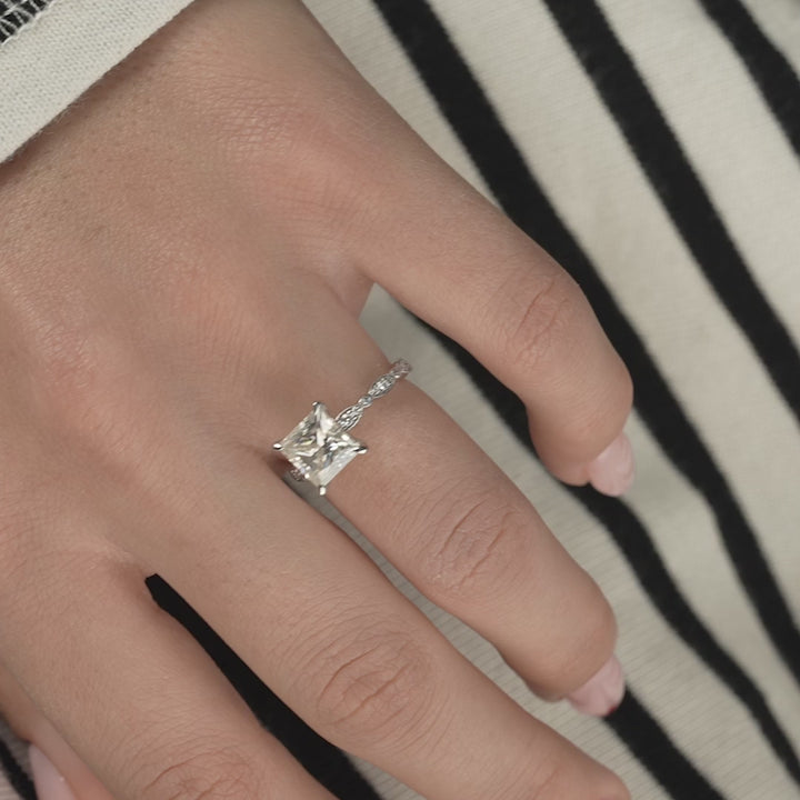 The Juliet Princess Lab Diamond Moissanite Engagement Ring *Shown with 2 ct #material_white