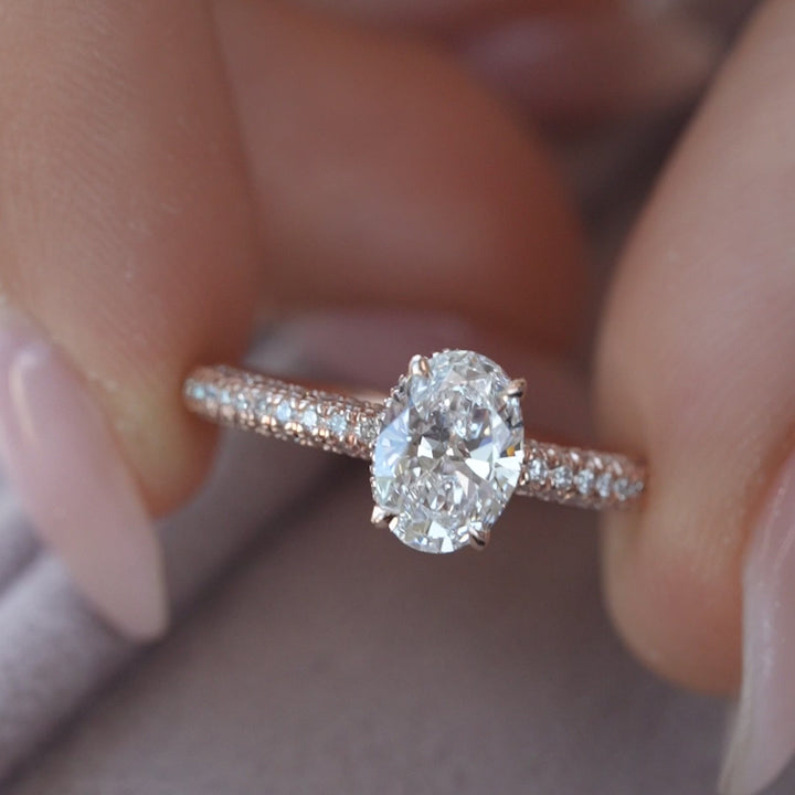The Chana Oval Lab Diamond Moissanite Engagement Ring *Shown with 1 ct #material_rose