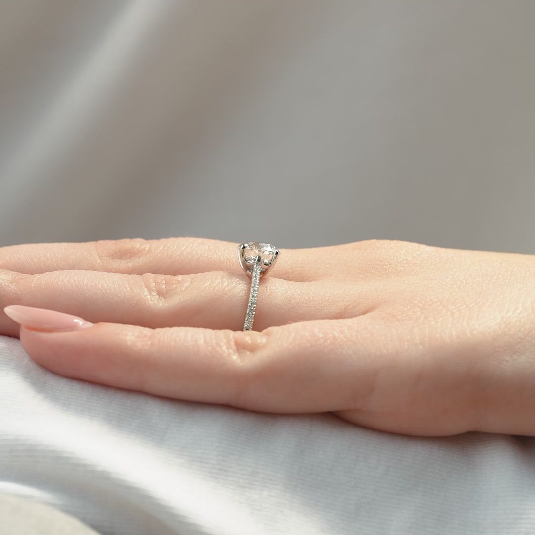 The Pave Lacole Round Lab Diamond Moissanite Engagement Ring