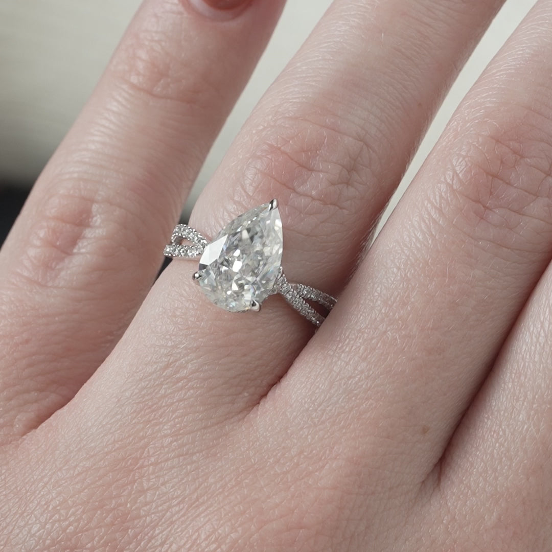 The Anastasia Pear Lab Diamond Moissanite Engagement Ring