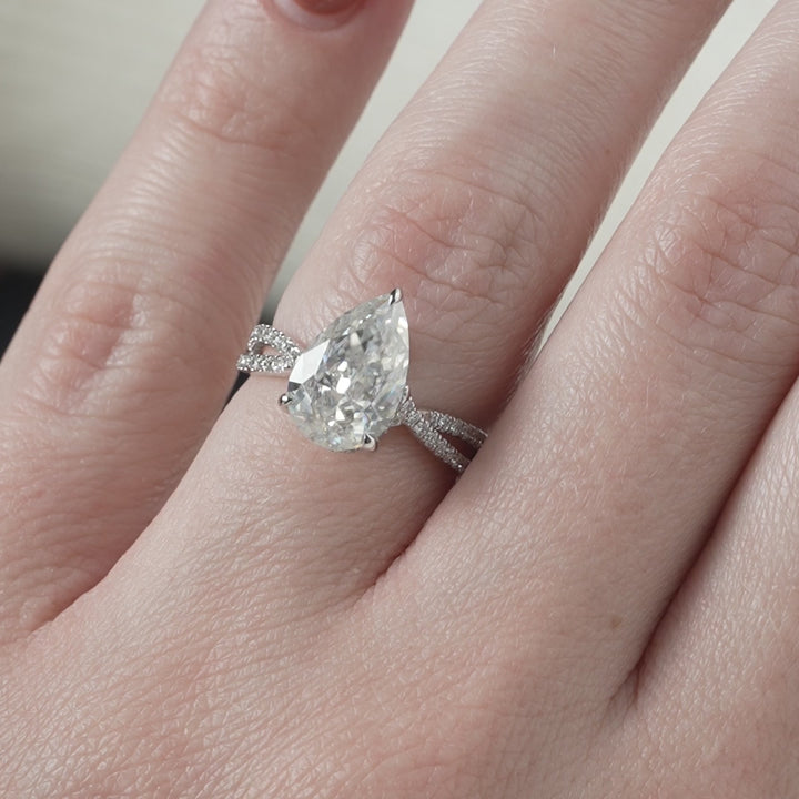 The Anastasia Pear Lab Diamond Moissanite Engagement Ring *Shown with 3 ct #material_white