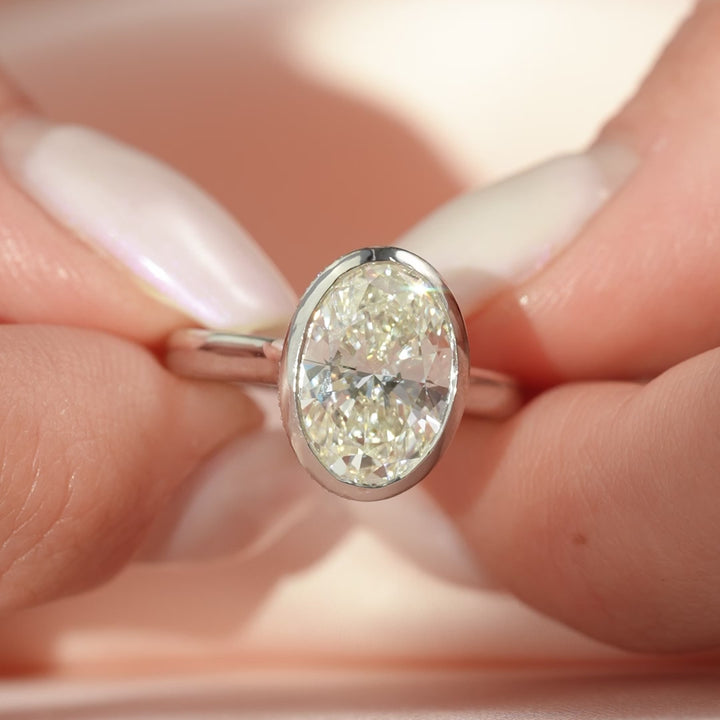 The Christine Oval Lab Diamond Moissanite Engagement Ring *Shown with 3 ct #material_white