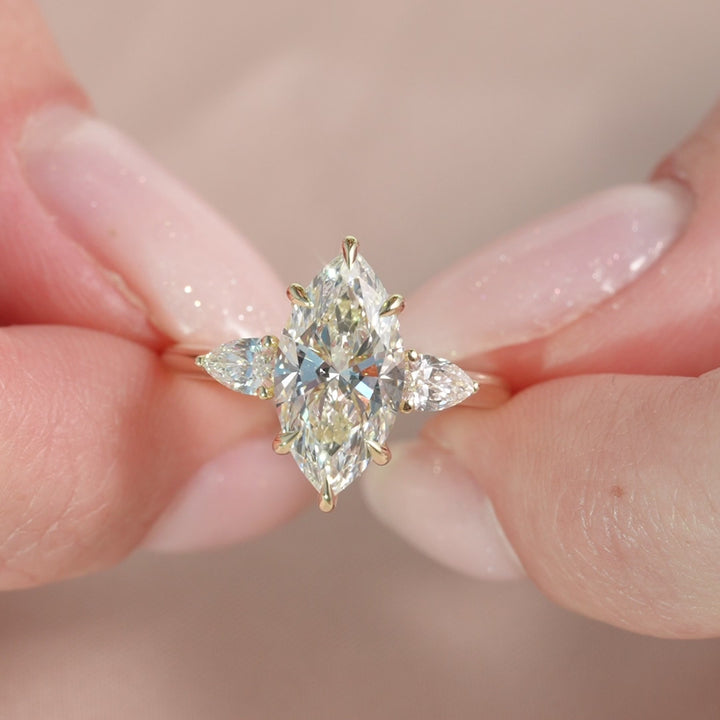 The Lacey Marquise Lab Diamond Moissanite Engagement Ring *Shown with 2.5 ct #material_gold