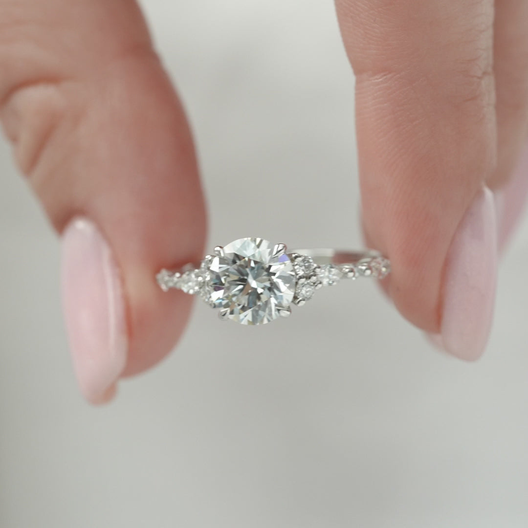 The Kaiden Round Lab Diamond Moissanite Engagement Ring