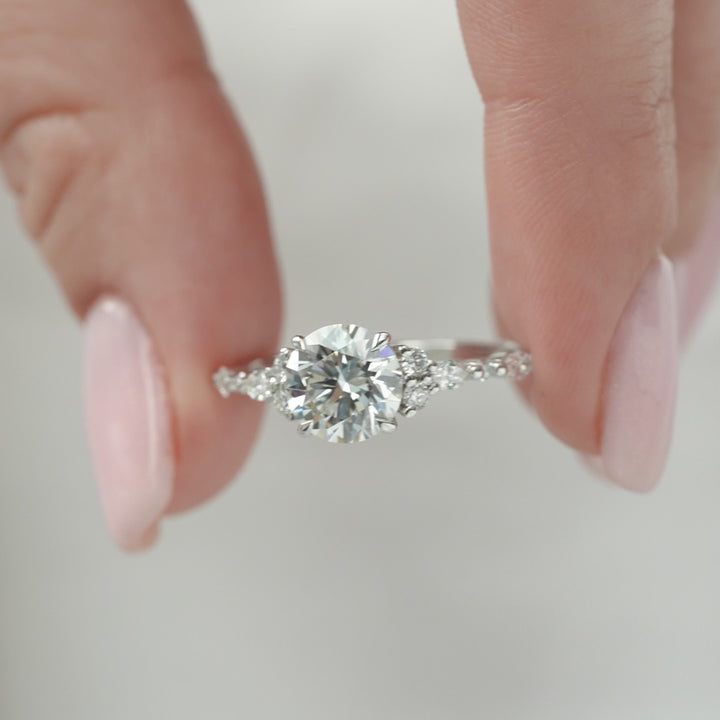 The Kaiden Round Lab Diamond Moissanite Engagement Ring *Shown with 2 ct #material_white