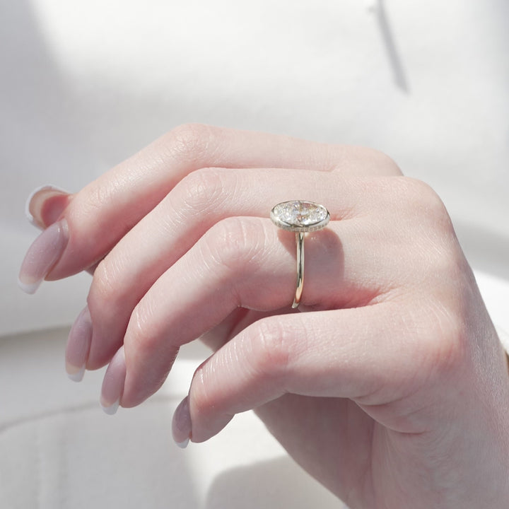 The Christine Oval Lab Diamond Moissanite Engagement Ring *Shown with 4 ct #material_gold
