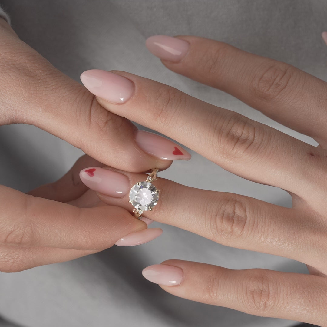 The Textured Coco Round Lab Diamond Moissanite Engagement Ring