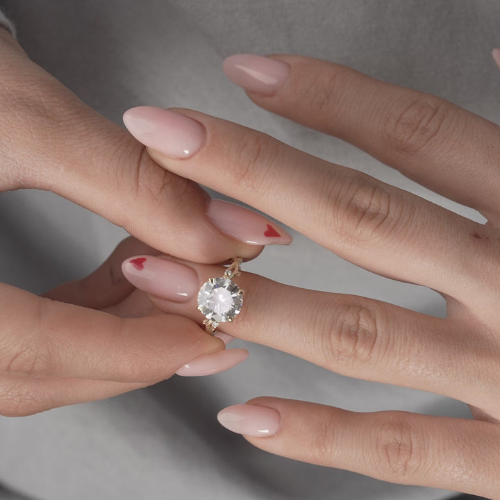 The Textured Coco Round Lab Diamond Moissanite Engagement Ring *Shown with 3 ct #material_gold