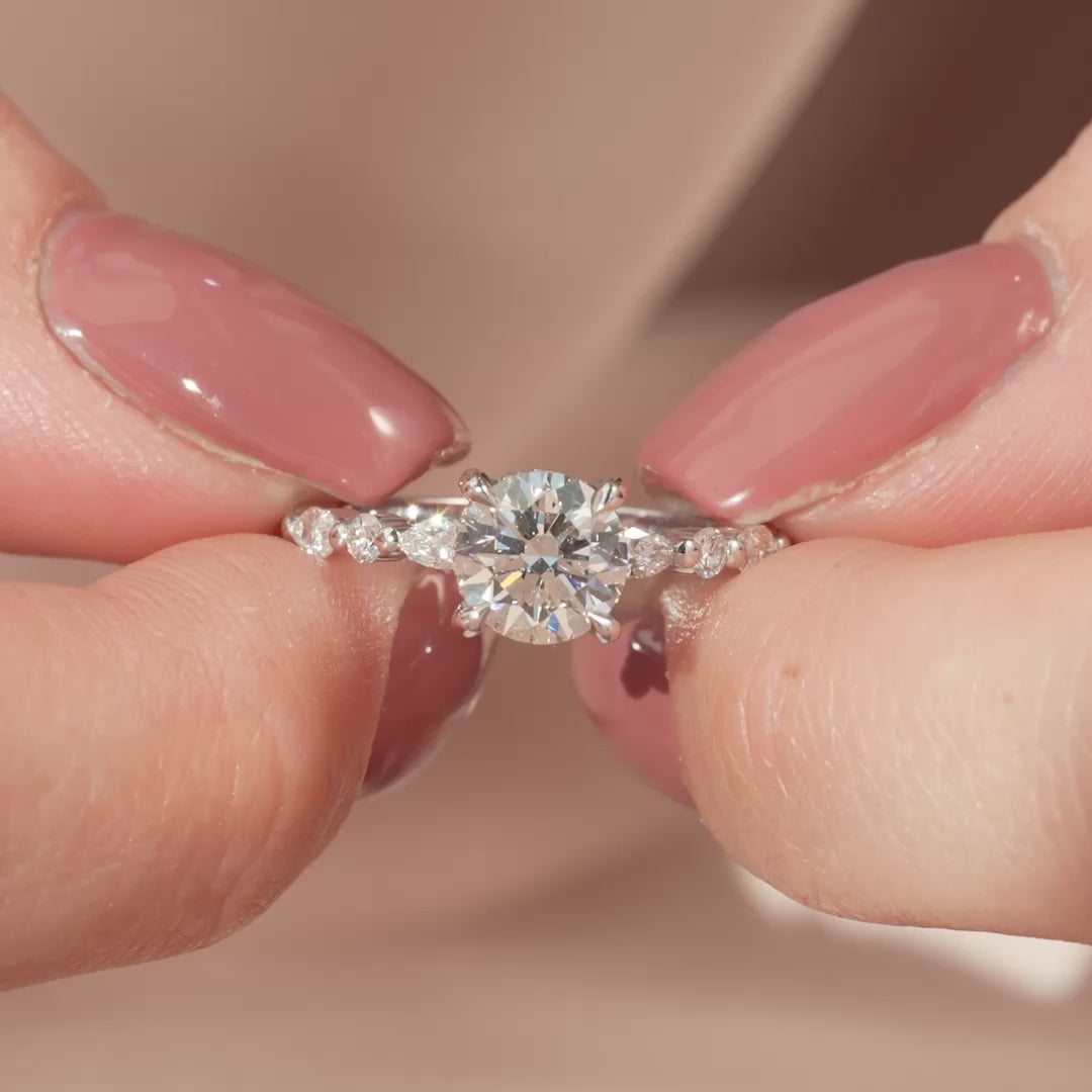 The Lyra Round Lab Diamond Moissanite Engagement Ring