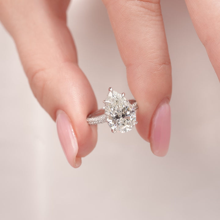 The Rosie Pear Lab Diamond Moissanite Engagement Ring *Shown with 4 ct #material_white