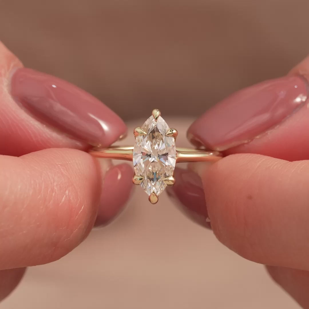 The Cecelia Marquise Lab Diamond Moissanite Engagement Ring