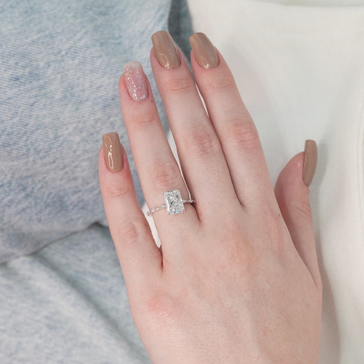 The Morgan Radiant Lab Diamond Moissanite Engagement Ring *Shown with 3.5 ct #material_white