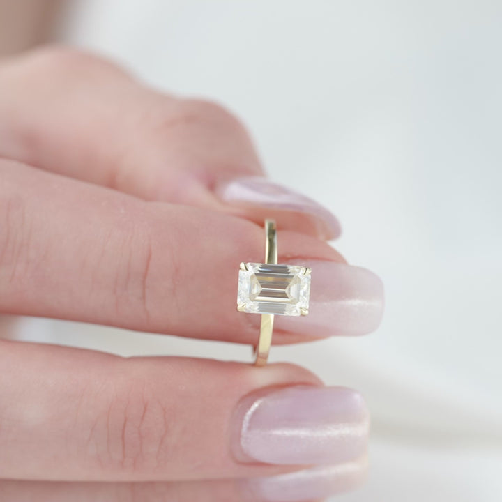 The Estella Emerald Lab Diamond Moissanite Engagement Ring *Shown with 2 ct #material_gold