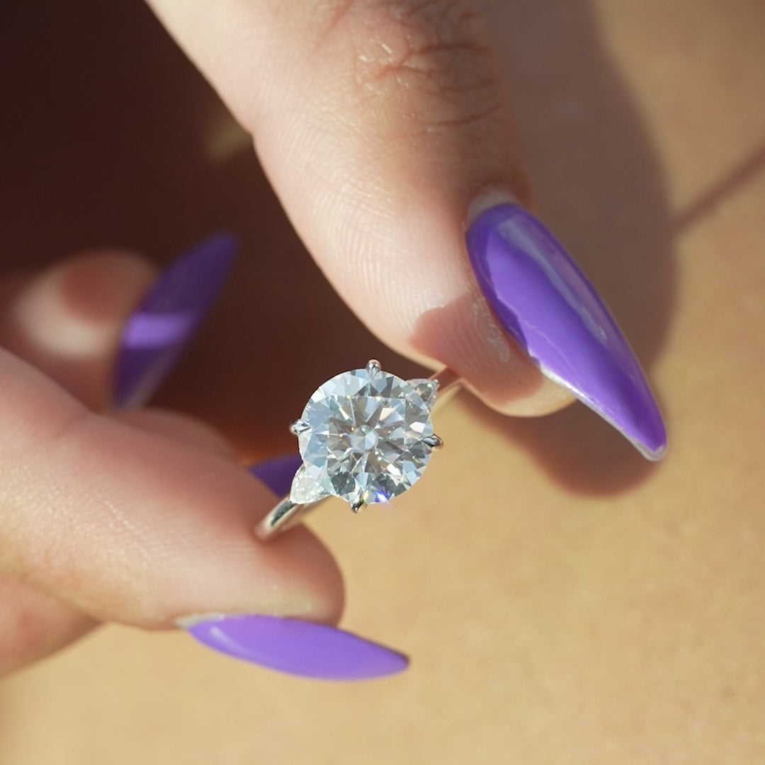 The Macy Round Lab Diamond Moissanite Engagement Ring