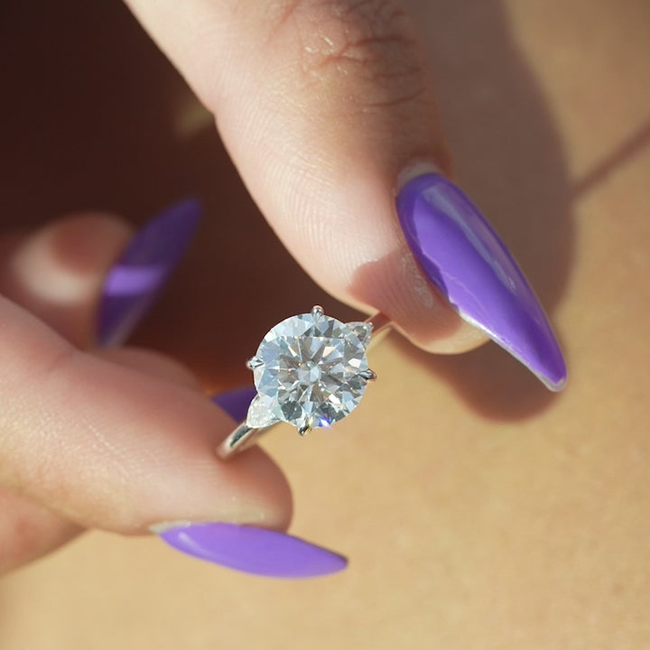 The Macy Round Lab Diamond Moissanite Engagement Ring *Shown with 3 ct #material_white