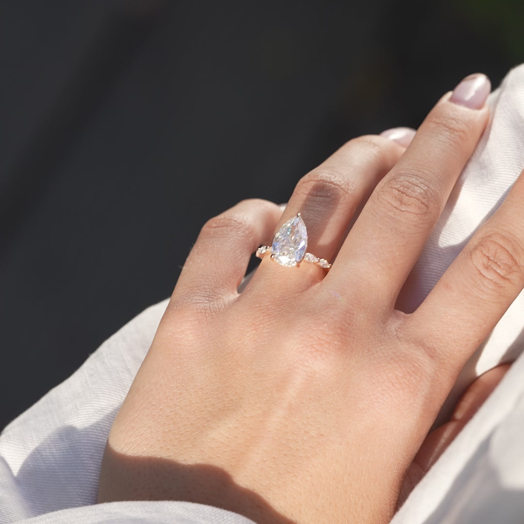 The Linda Pear Lab Diamond Moissanite Engagement Ring