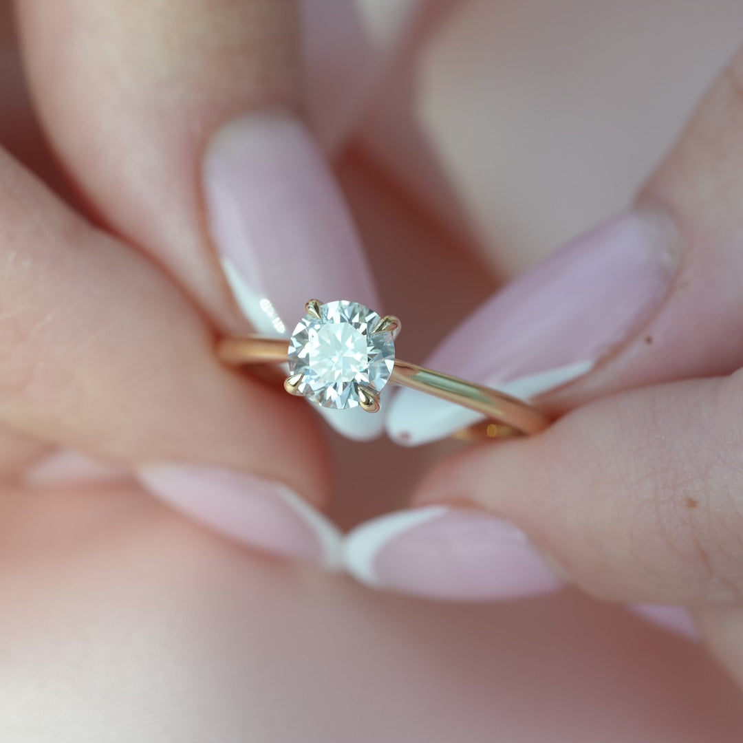 The Lacole Round Lab Diamond Moissanite Engagement Ring