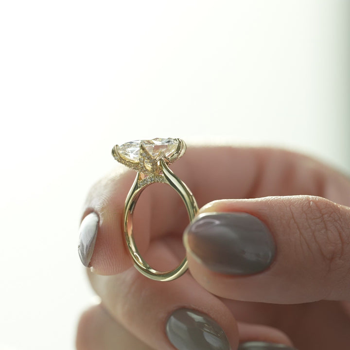 The Meera Marquise Lab Diamond Moissanite Engagement Ring *Shown with 4 ct #material_gold