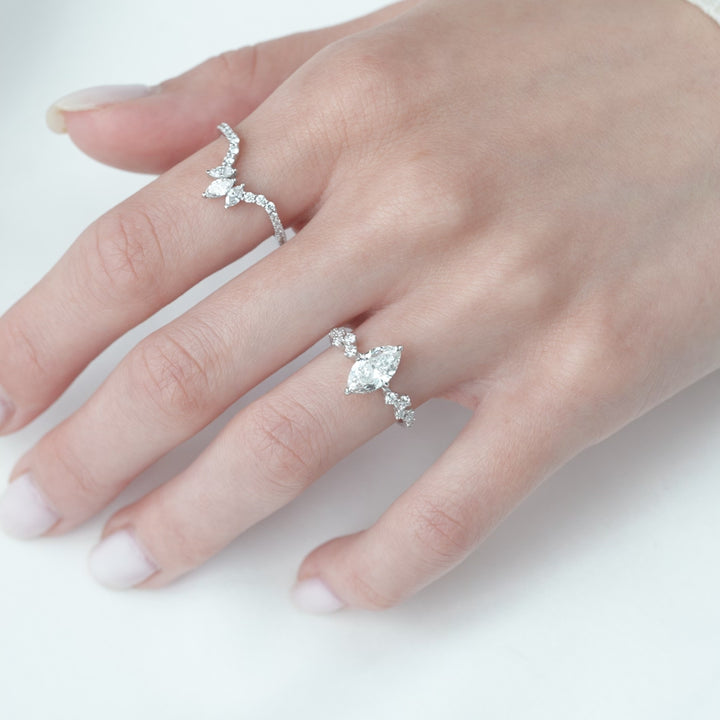 The Mona Marquise Lab Diamond Moissanite Engagement Ring *Shown with 1 ct #material_white