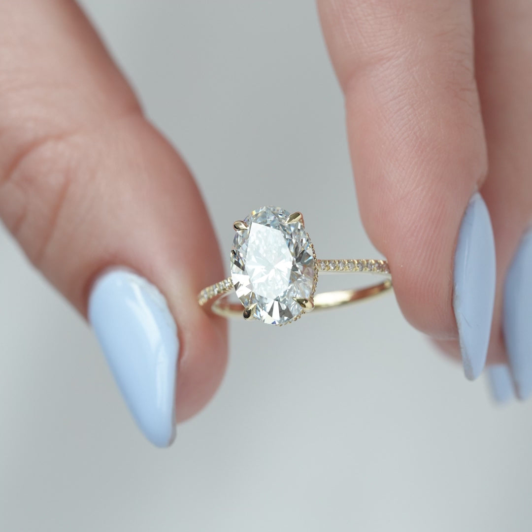 The Pave Mabel Oval Lab Diamond Moissanite Engagement Ring