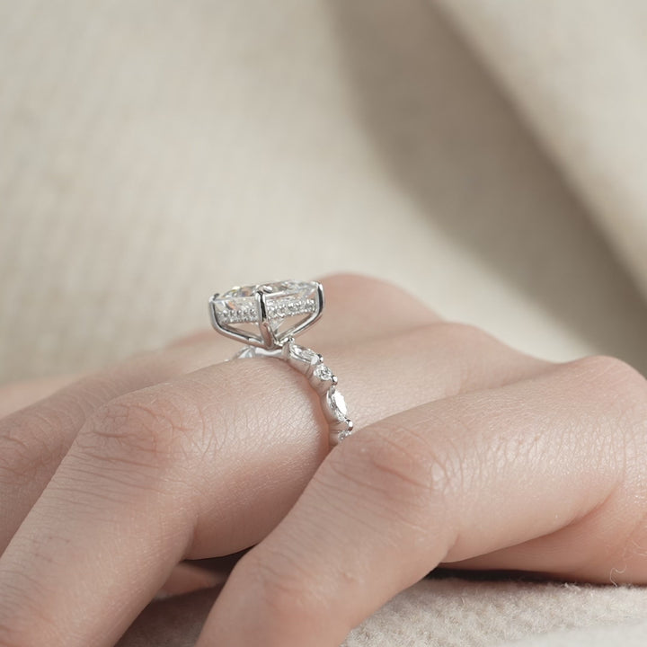 The Lyra Princess Lab Diamond Moissanite Engagement Ring *Shown with 2.5 ct #material_white