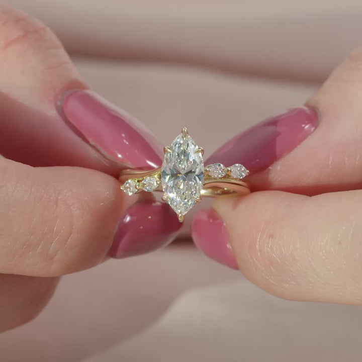 The Nora Marquise Lab Diamond Moissanite Engagement Ring *Shown with 1.5 ct #material_gold
