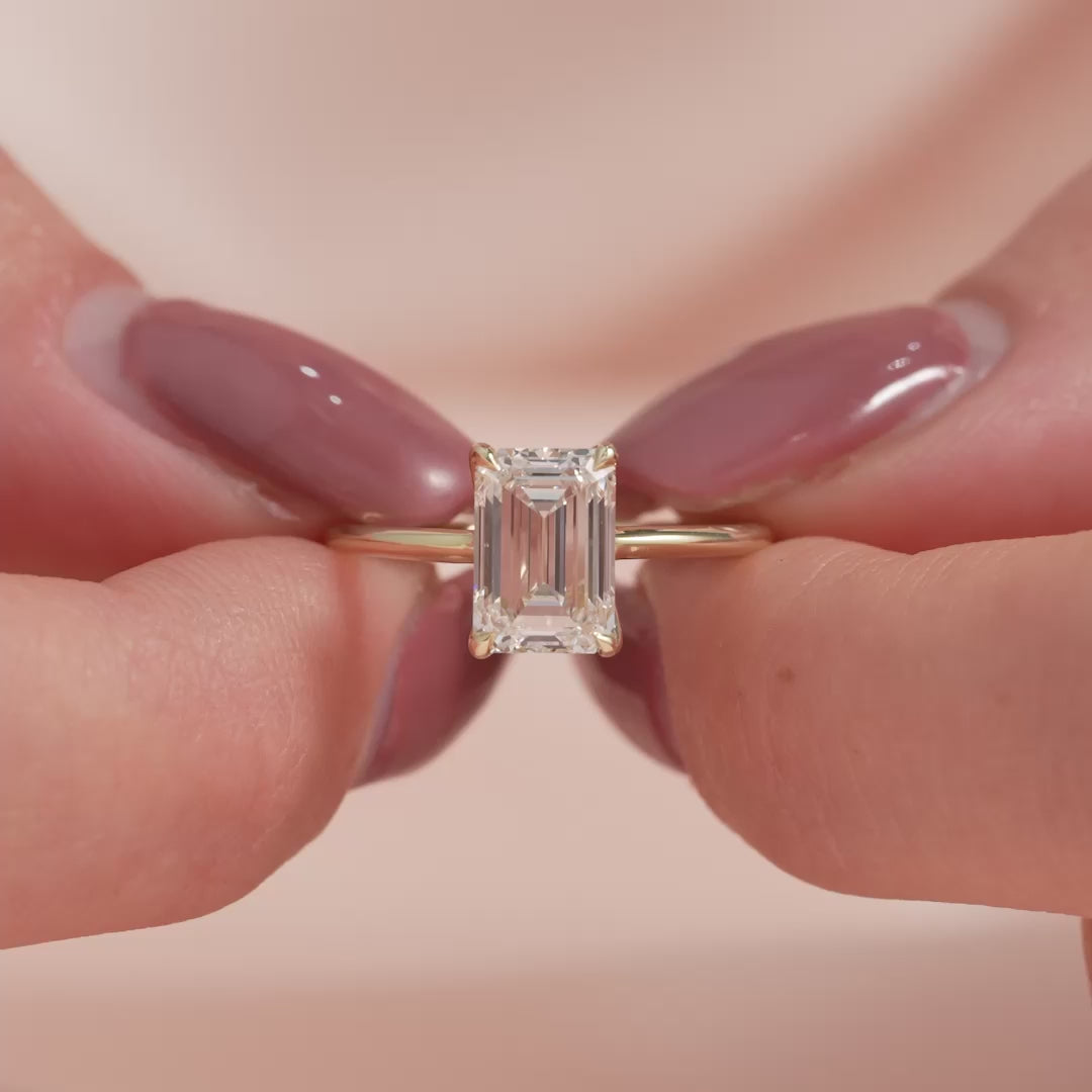 The Cecelia Emerald Lab Diamond Moissanite Engagement Ring