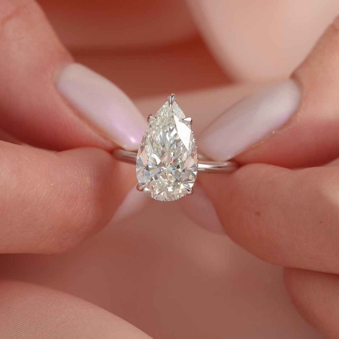 The April Pear Lab Diamond Moissanite Engagement Ring