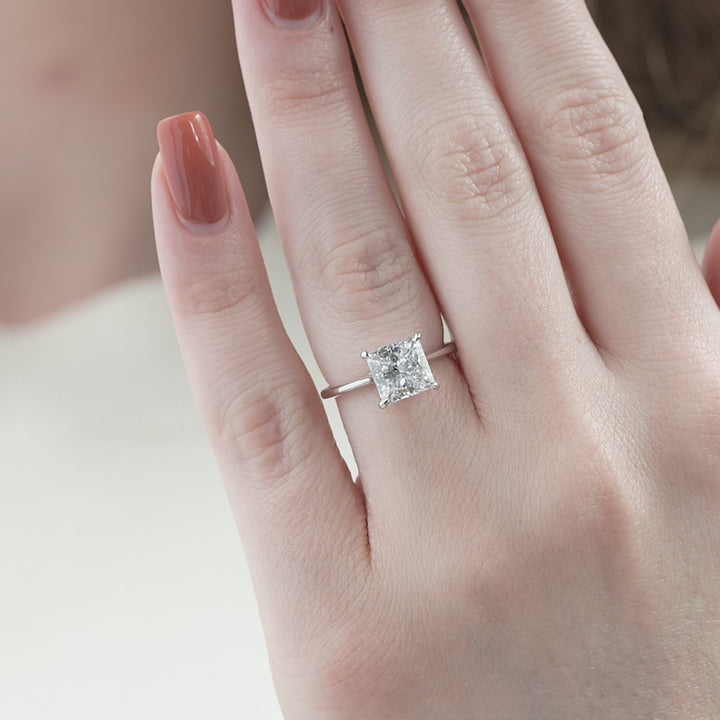 The Lacole Princess Lab Diamond Moissanite Engagement Ring *Shown with 3 ct #material_white