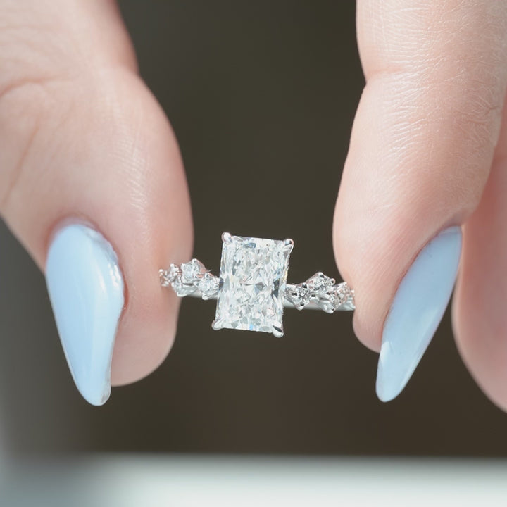 The Mona Radiant Lab Diamond Moissanite Engagement Ring *Shown with 2 ct #material_white