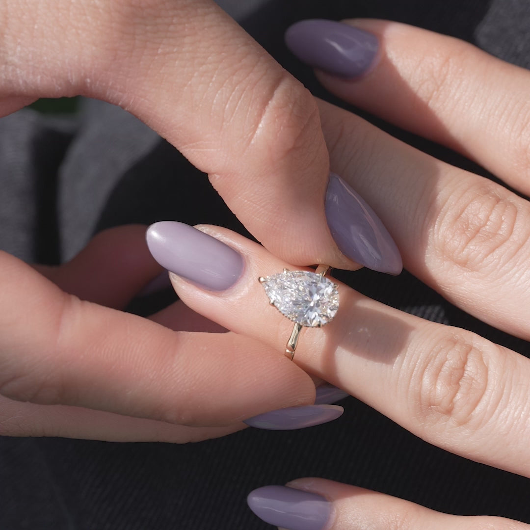 The Ember Pear Lab Diamond Moissanite Engagement Ring