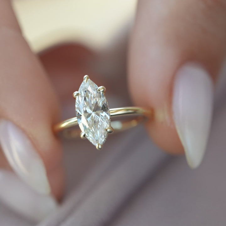 The Liberty Marquise Lab Diamond Moissanite Engagement Ring *Shown with 1.5 ct #material_gold