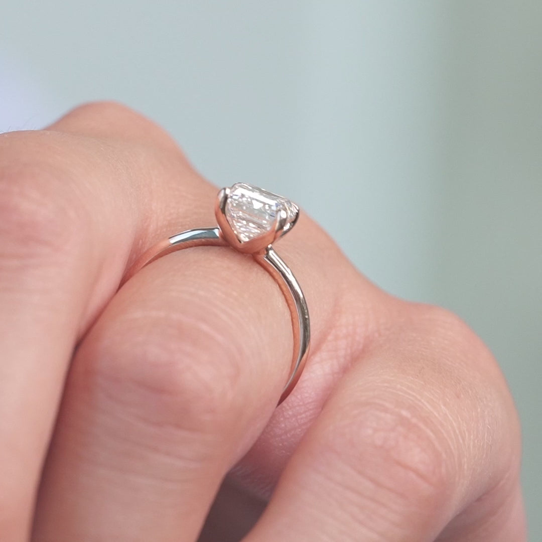 The Cecelia Emerald Lab Diamond Moissanite Engagement Ring