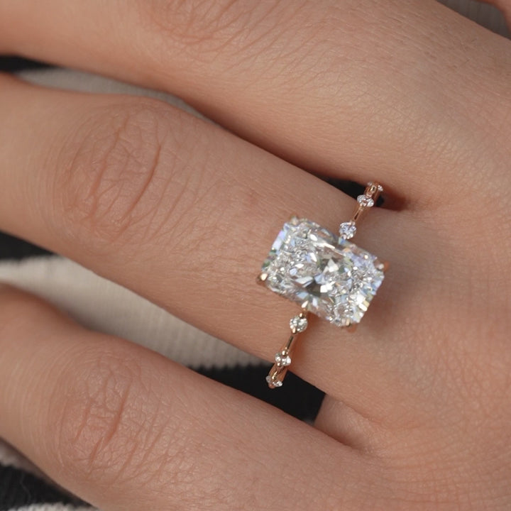 The Hidden Halo Morgan Radiant Lab Diamond Moissanite Engagement Ring *Shown with 3 ct #material_rose