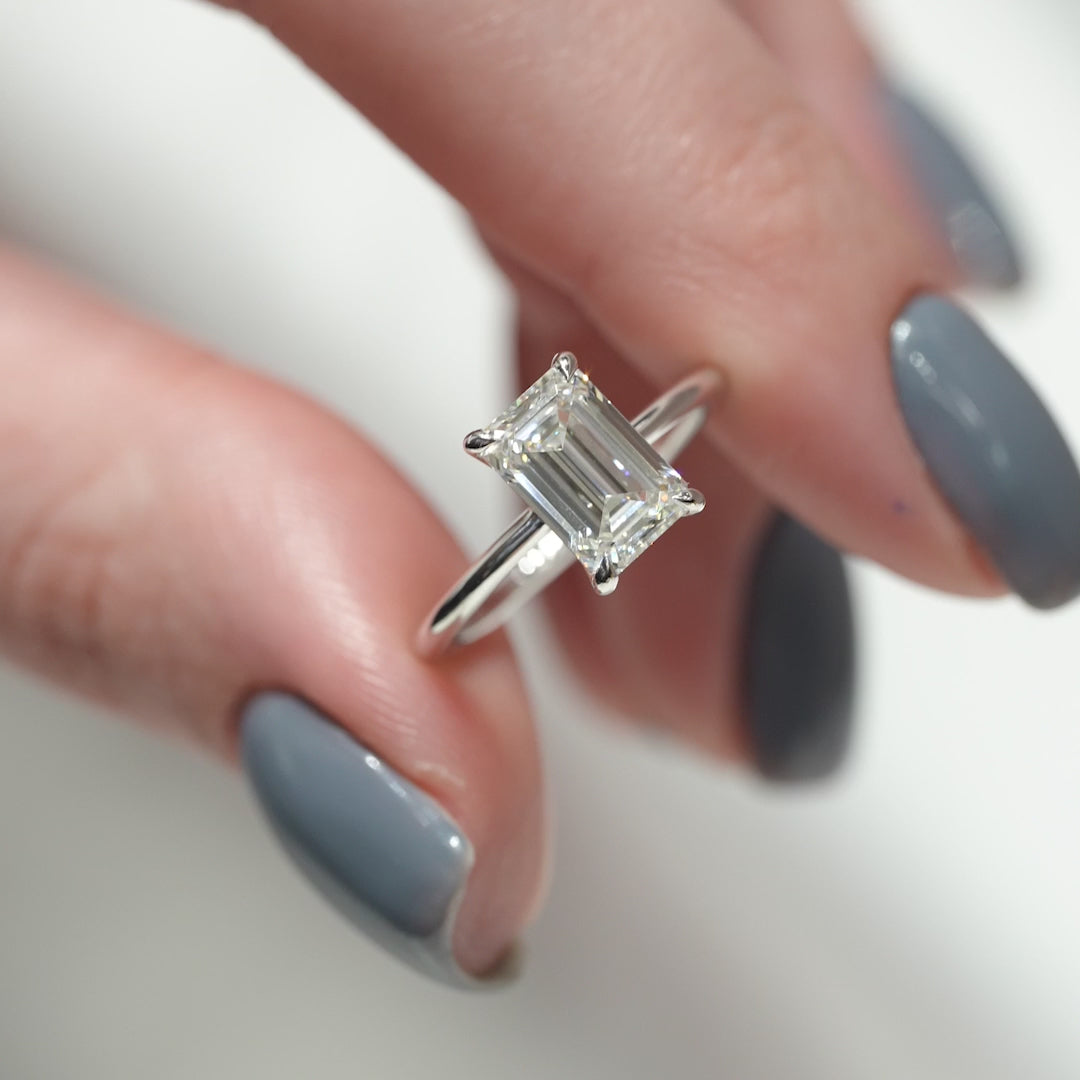 The Cecelia Emerald Lab Diamond Moissanite Engagement Ring