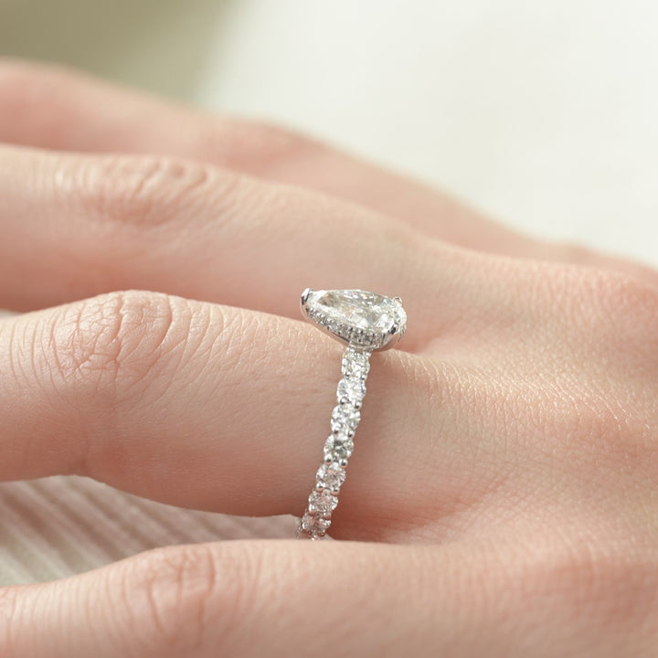 The Amora Pear Lab Diamond Moissanite Engagement Ring *Shown with 1 ct #material_white