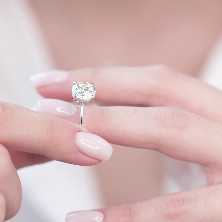 The Liberty Round Lab Diamond Moissanite Engagement Ring *Shown with 3.5 ct #material_white